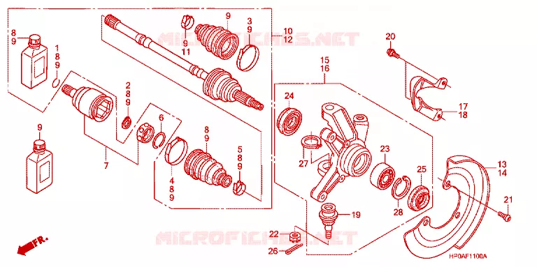 ARBRE DE ROUE  Honda ATV 500 FOURTRAX 2008  TRX500FPM8