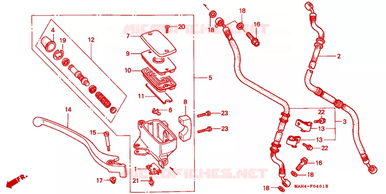 MAITRE CYLINDRE DE FREIN AVANT Honda MOTO 1100 SHADOW 1995  VT1100C2S
