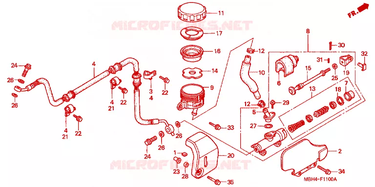 MAITRE-CYLINDRE DE FREIN ARRIERE Honda MOTO 1100 SHADOW 2002  VT1100C32