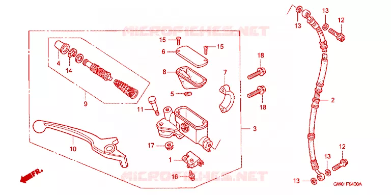 MAITRE CYLINDRE DE FREIN AVANT Honda SCOOTER 50 DIO 1990  SK50ML_II_SP