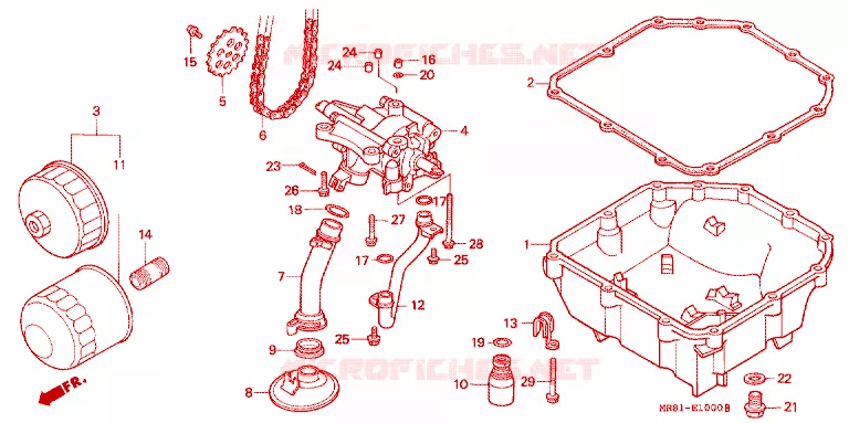 FILTRE A HUILE - CARTER D'HUILE - POMPE A HUILE Honda MOTO 400 VFR 1992  VFR400R3N_3J