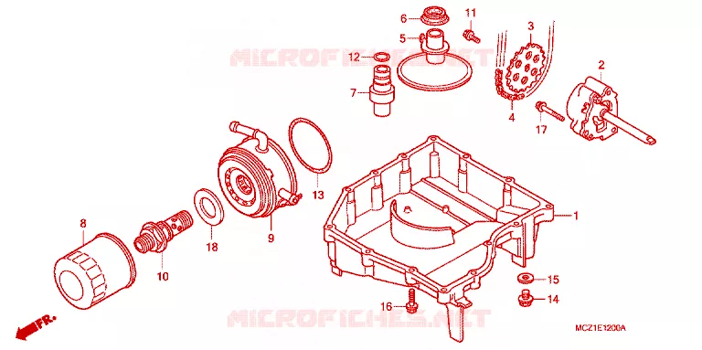 CARTER - POMPE - FILTRE A HUILE Honda MOTO 900 HORNET 2002  CB900F1