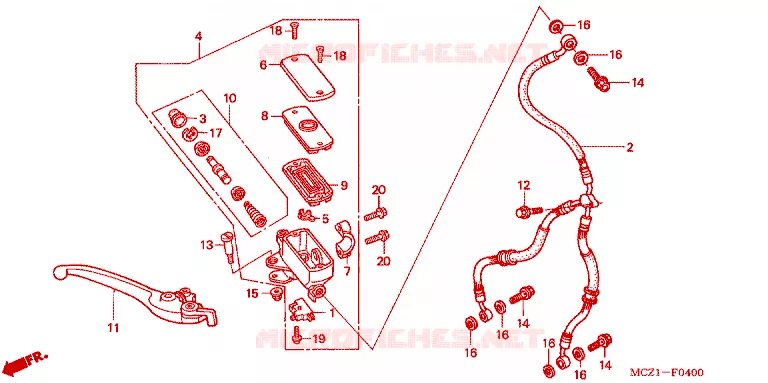 MAITRE CYLINDRE DE FREIN AVANT Honda MOTO 900 HORNET 2003  CB900F1