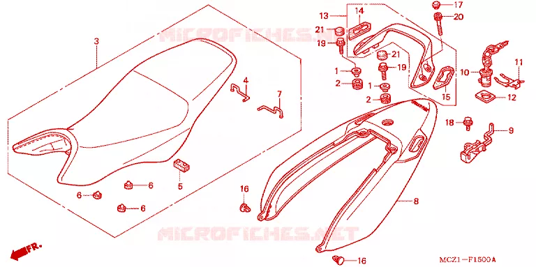 SELLE - CARENAGE ARRIERE Honda MOTO 900 HORNET 2003  CB900F1