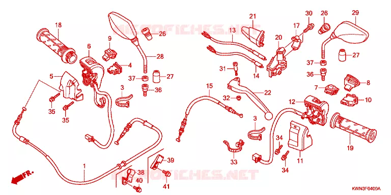 LEVIER DE GUIDON - CABLE - COMMODO Honda SCOOTER 125 PCX 2010  WW125EX2A