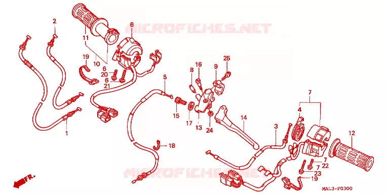 LEVIER DE GUIDON - CABLE - COMMODO Honda MOTO 600 CBR 1997  CBR600FV