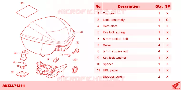 TOP CASE *NH312M* Honda SCOOTER 125 PCX 2021  WW125AM