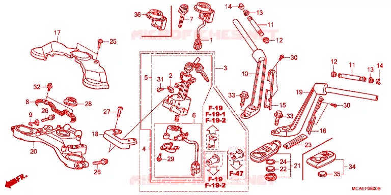 GUIDON - TE DE FOURCHE Honda MOTO 1800 GOLD-WING 2013  GL1800D
