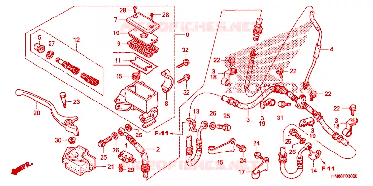 MAITRE CYLINDRE DE FREIN AVANT Honda ATV 250 FOURTRAX 2007  TRX250TM7