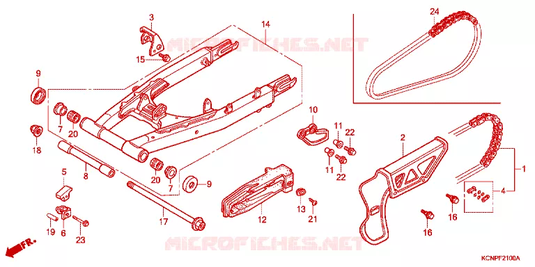 BRAS OSCILLANT - CARTER DE CHAINE Honda MOTO 200 XR 2003  XR2003