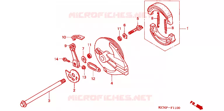 FLASQUE - MACHOIRES DE FREIN ARRIERE Honda MOTO 200 XR 2004  XR2003