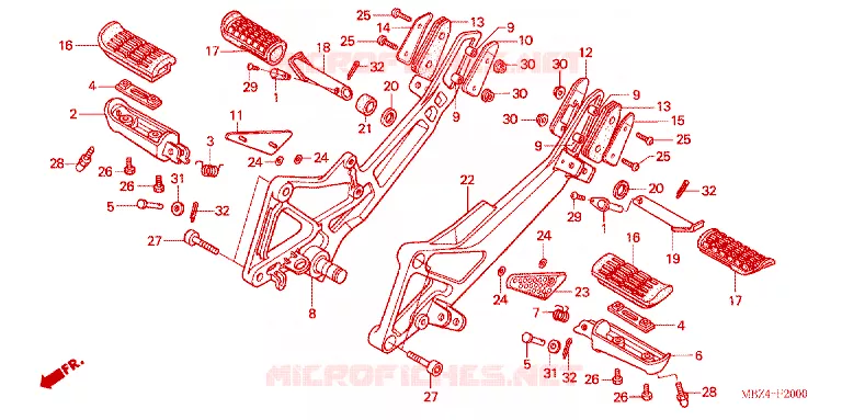 REPOSE PIED Honda MOTO 600 CB 2004  CB600F4_A
