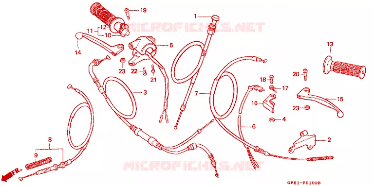 LEVIER DE GUIDON - CABLE - COMMODO Honda MOTO 50 QR 1991  QR50L