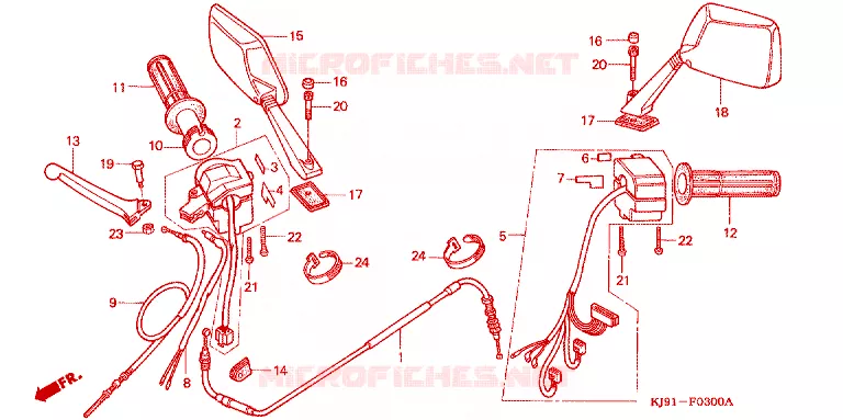 CABLES - COMMODOS - LEVIERS - POIGNEES Honda SCOOTER 125 SPACY 1986  CH125CF