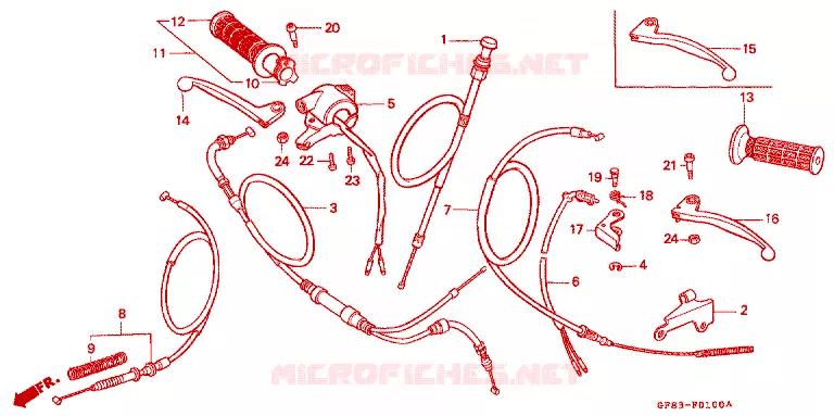 LEVIER DE GUIDON - CABLE - COMMODO Honda MOTO 50 QR 1985  QR50F
