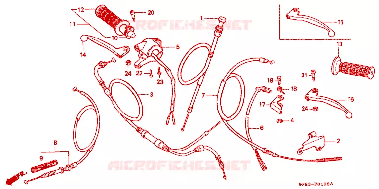 LEVIER DE GUIDON - CABLE - COMMODO Honda MOTO 50 QR 1987  QR50F