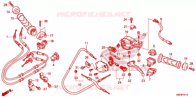 LEVIER DE GUIDON - CABLE - COMMODO Honda SCOOTER 125 ELITE 2019  NSC1255SHK