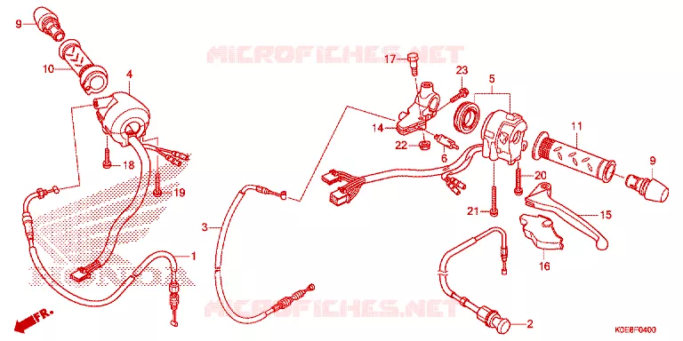 LEVIER DE GUIDON - CABLE - COMMODO Honda MOTO 160 CBF 2020  CBF160FSK