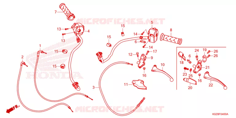LEVIER DE GUIDON - CABLE - COMMODO Honda MOTO 350 CB 2023  GB350DP