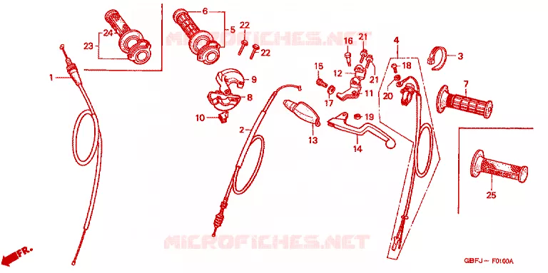 LEVIER DE GUIDON - CABLE - COMMODO Honda MOTO 80 CR 2000  CR80RBY