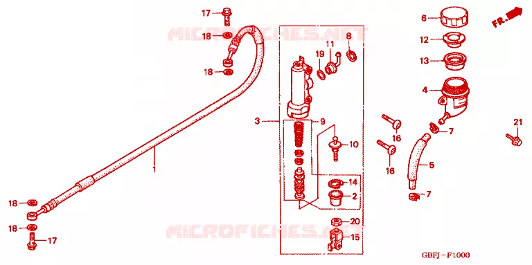 MAITRE-CYLINDRE DE FREIN ARRIERE Honda MOTO 80 CR 2002  CR80R2