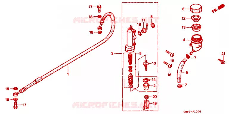 MAITRE-CYLINDRE DE FREIN ARRIERE Honda MOTO 80 CR 1996  CR80RBT