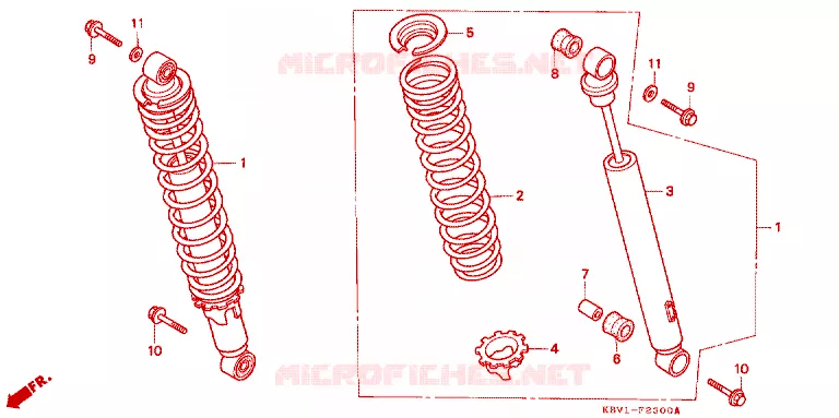 AMORTISSEUR ARRIERE Honda MOTO 250 VT 1992  VT250FN