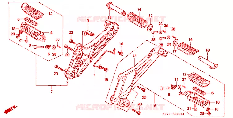REPOSE PIED Honda MOTO 250 VT 1992  VT250FN