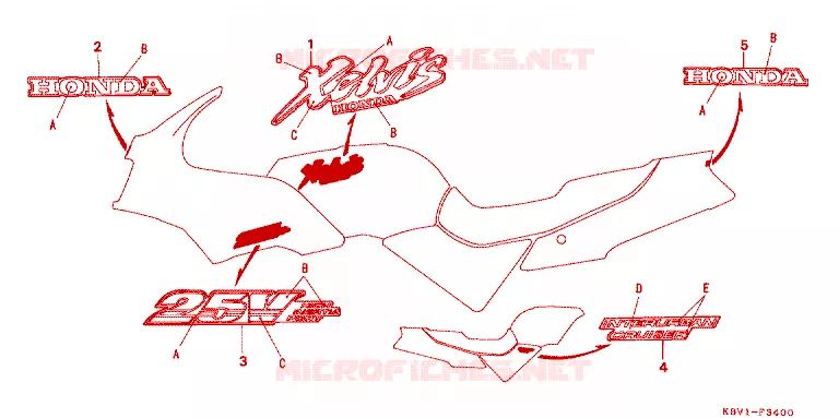AUTOCOLLANTS Honda MOTO 250 VT 1992  VT250FN