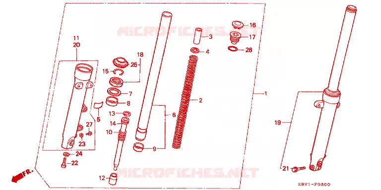 FOURCHE Honda MOTO 250 VT 1992  VT250FN