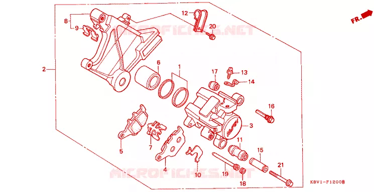 ETRIER DE FREIN ARRIERE Honda MOTO 250 VT 1992  VT250FN