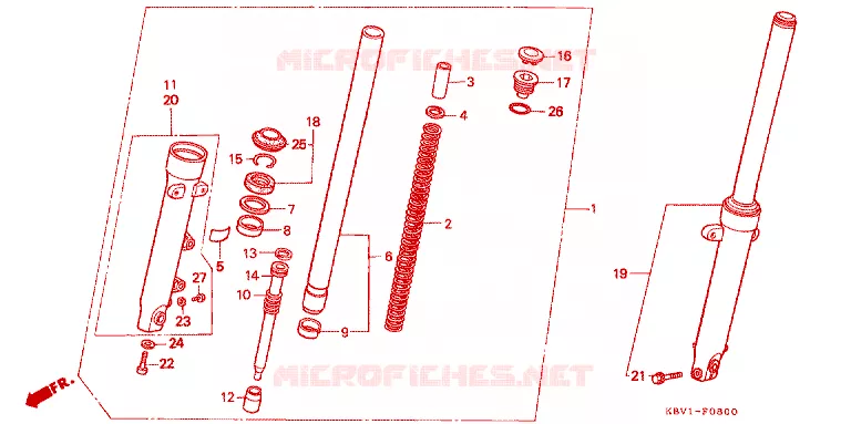 FOURCHE Honda MOTO 250 VT 1992  VT250FN