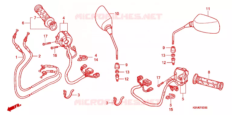 COMMODO - CABLE - RETROVISEUR Honda SCOOTER 250 FORZA 2007  NSS2507_2J