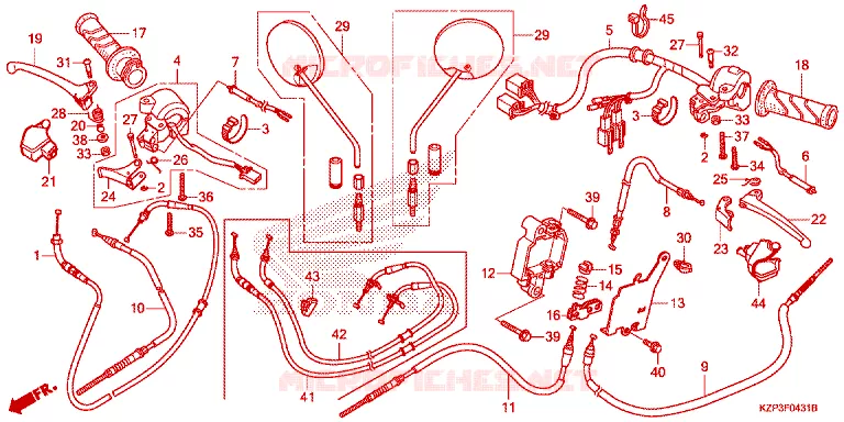 LEVIER DE GUIDON - CABLE - COMMODO Honda MOTO 110 BENLY 2016  MW1101WHG