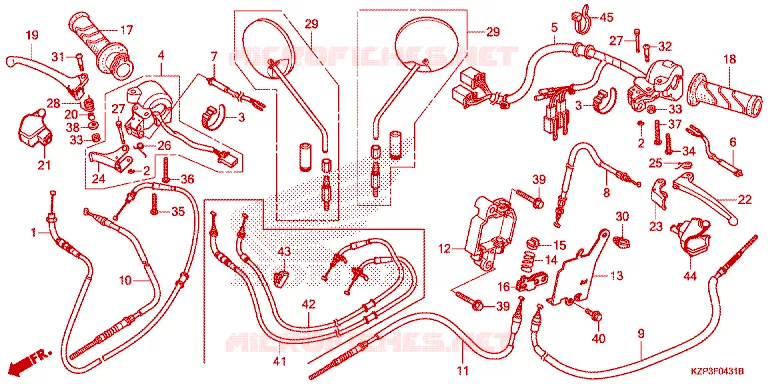 LEVIER DE GUIDON - CABLE - COMMODO Honda MOTO 110 BENLY 2016  MW1101WHG