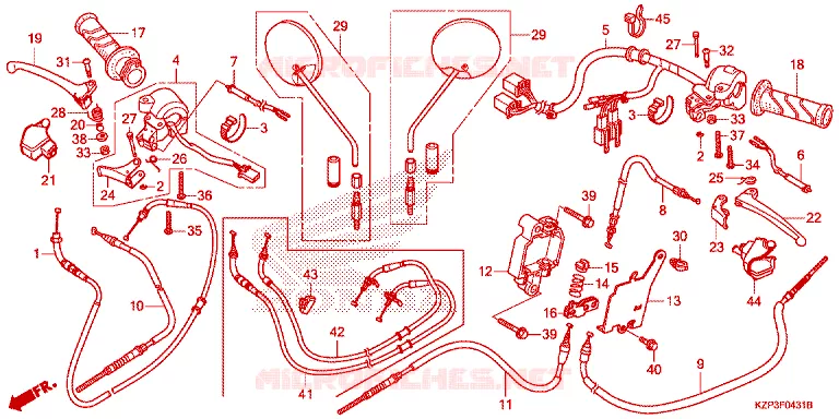 LEVIER DE GUIDON - CABLE - COMMODO Honda MOTO 110 BENLY 2017  MW1101WHG