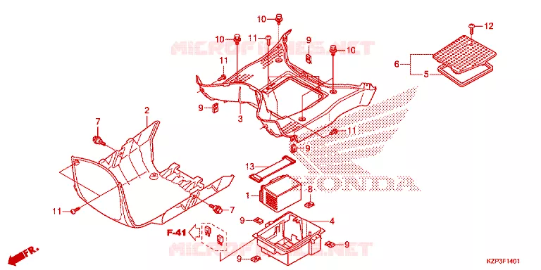 MARCHE PIEDS Honda MOTO 110 BENLY 2017  MW1101WHG