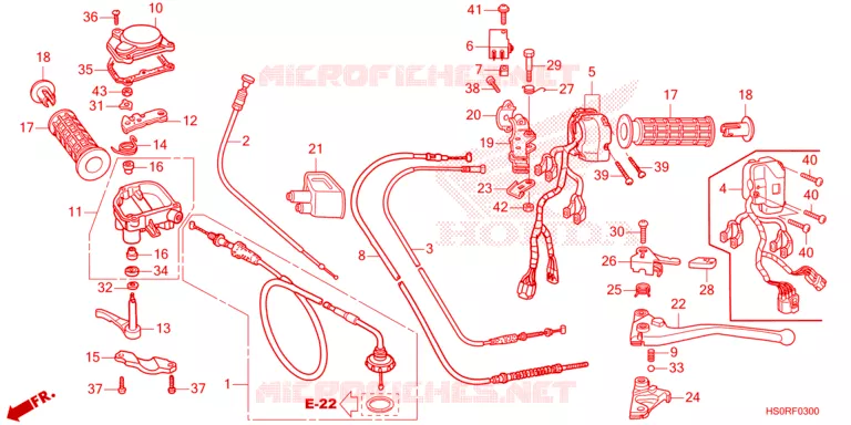 LEVIER DE GUIDON - CABLE - COMMODO Honda ATV 250 FOURTRAX 2024  TRX250TE1R