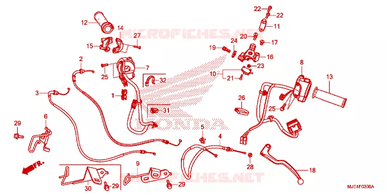 LEVIER DE GUIDON - CABLE - COMMODO Honda MOTO 650 CBR 2014  CBR650FAE_A