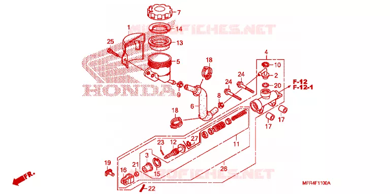MAITRE CYLINDRE DE FREIN ARRIERE Honda MOTO 1300 VT 2012  VT1300CXC_A