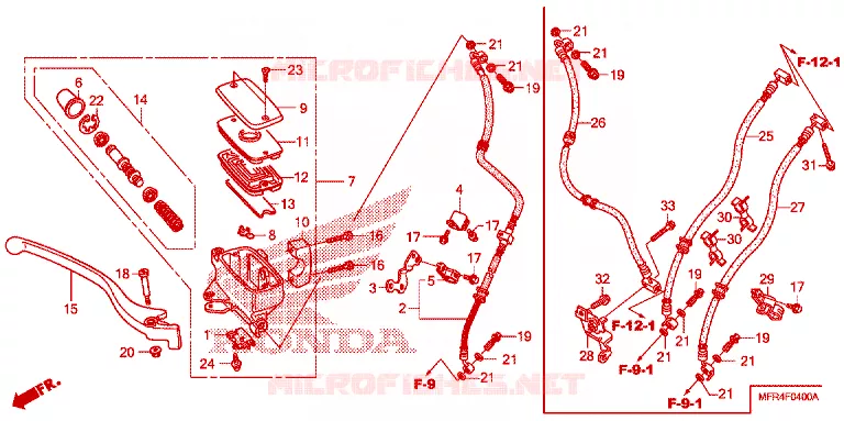 MAITRE CYLINDRE DE FREIN AVANT Honda MOTO 1300 VT 2012  VT1300CXC_A
