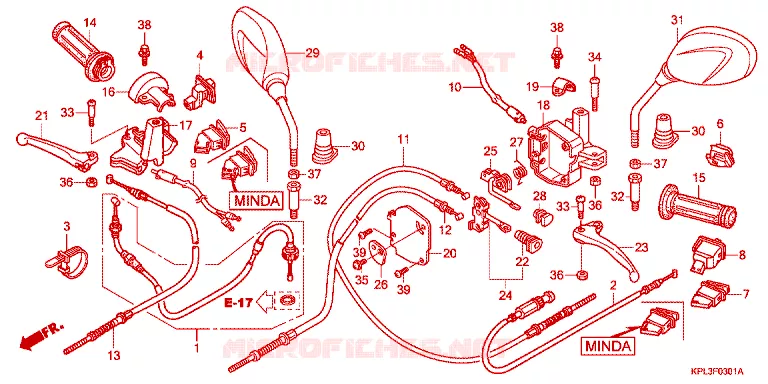 LEVIER DE GUIDON - CABLE - COMMODO Honda SCOOTER 110 ACTIVA 2011  SCV110B