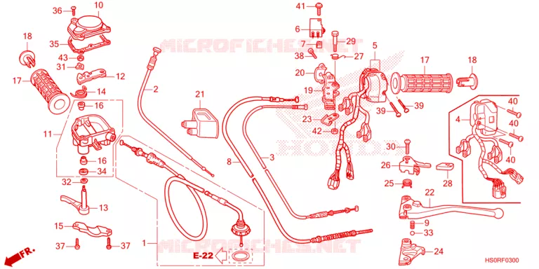 LEVIER DE GUIDON - CABLE - COMMODO Honda ATV 250 FOURTRAX 2024  TRX250TM1R