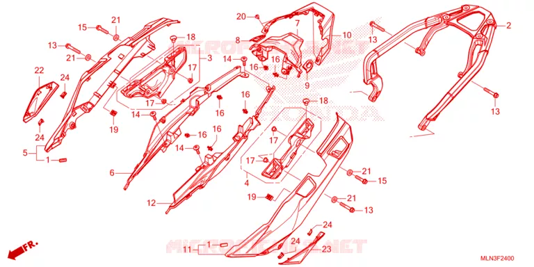 COUVERCLE LATERAL - PORTE BAGAGE ARRIERE Honda MOTO 1100 AFRICA-TWIN 2024  CRF1100D3R