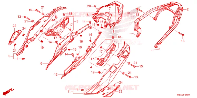 COUVERCLE LATERAL - PORTE BAGAGE ARRIERE Honda MOTO 1100 AFRICA-TWIN 2024  CRF1100DR