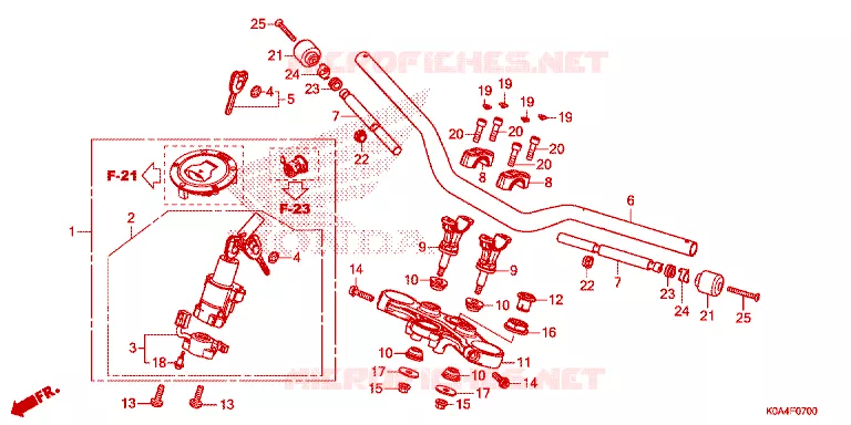 GUIDON - TE DE FOURCHE Honda MOTO 300 CB 2024  CBF300NAP