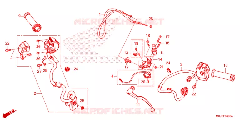 LEVIER DE GUIDON - CABLE - COMMODO Honda MOTO 1000 CB 2024  CB1000RAR
