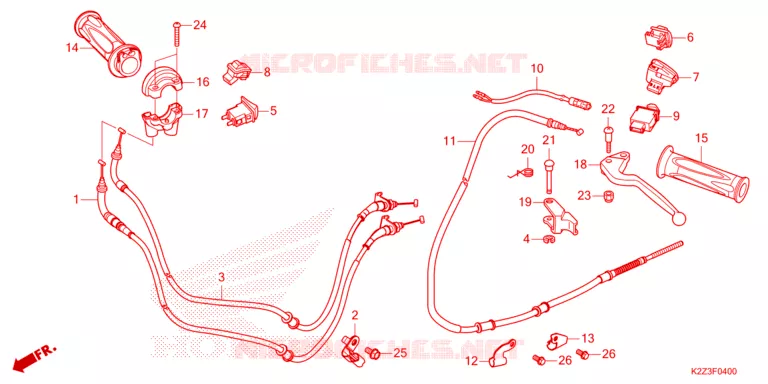 LEVIER DE GUIDON - CABLE - COMMODO Honda SCOOTER 160 AIR-BLADE 2023  ACA160CAFP