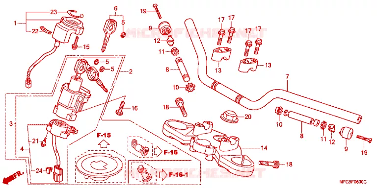 GUIDON - TE DE FOURCHE Honda MOTO 600 HORNET 2008  CB600F8_BR