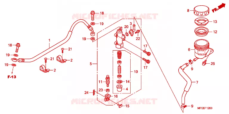 MAITRE CYLINDRE DE FREIN ARRIERE Honda MOTO 600 HORNET 2009  CB600F9_BR